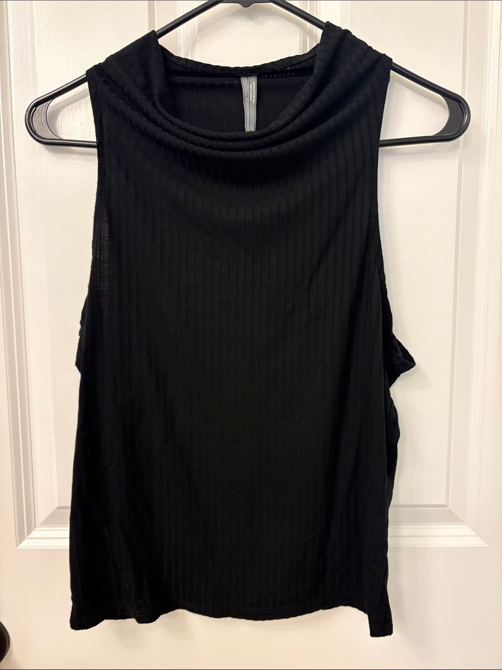 Anthropologie Sleeveless Ribbed Cowl Neck Tank Top - Black Size Medium